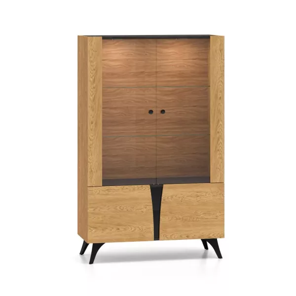 Witryna niska HESTIA 2W2D 95cm dąb/czarna 741451