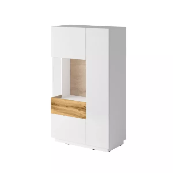 Witryna niska SILKE 2D 80cm biały połysk/dąb wotan lewa 638936