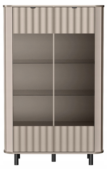 Witryna NOVADO 155 cm Clay Gray frezowane fronty czarne nogi nowoczesna 725220