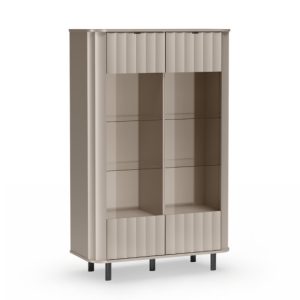 Witryna NUVIA niska clay grey przeszklona 4 półki 989903 Witryna NUVIA niska clay grey przeszklona 4 półki 989903