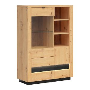 Witryna Ostia 101 cm z 2 drzwiami i 2 szufladami dąb artisan 37479 Witryna Ostia 101 cm z 2 drzwiami i 2 szufladami dąb artisan 37479