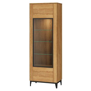 Witryna Porto-10 70 cm z drzwiami masyw dąb złoty olej/czarny mat 139908