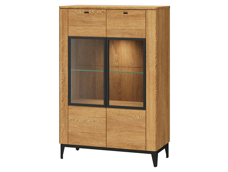 Witryna Porto-15 90 cm z 2 drzwiami masyw dąb zoty olej/czarny mat 139909