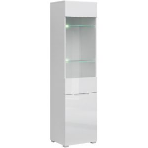 Witryna Przeszklona Wąska do Salonu MIST 50 cm Biały połysk 318972