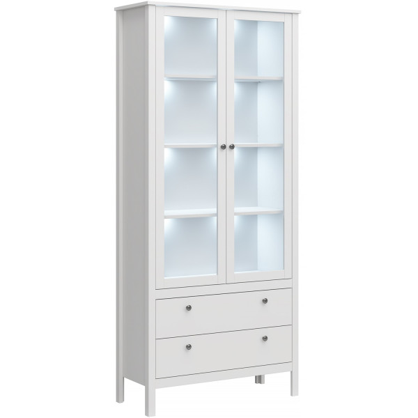 Witryna Przeszklona Wysoka do Salonu AZURA 90 cm Biała Skandynawska 319025