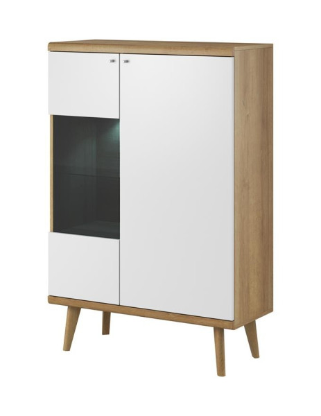 Witryna przeszklony front PRIMO 90 Biały + Dąb Riviera 401155