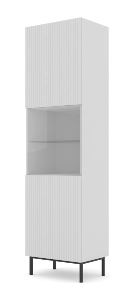 Witryna Ravenna B 1D frez MDF biały mat + RAMA CZARNA 240471