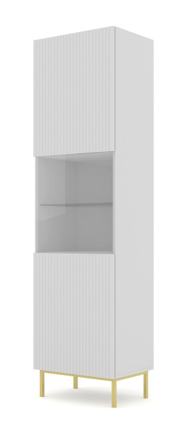 Witryna Ravenna B 1D frez MDF biały mat + RAMA ZŁOTA 240452