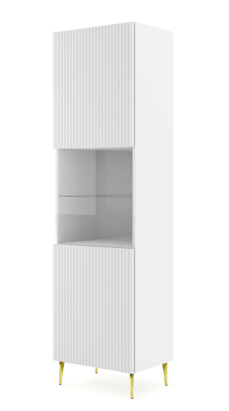 Witryna Ravenna B 1D frez MDF biały mat + szpilki złote 240450