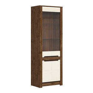 Witryna Ruso 69 cm z 2 drzwiami dąb april/perłowy połysk 22735 Witryna Ruso 69 cm z 2 drzwiami dąb april/perłowy połysk 22735