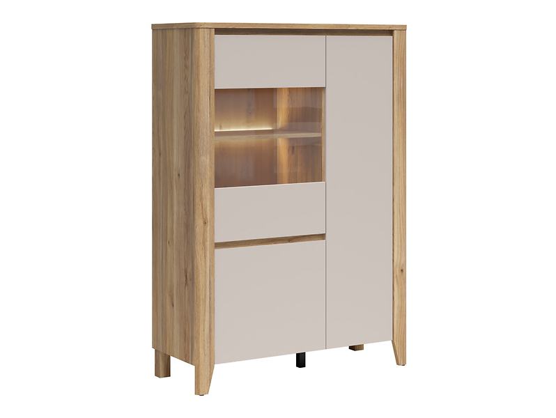 Witryna Sawira II 107 cm z 3 drzwiami dąb mauvella/kaszmir 1059368