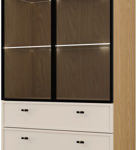 Witryna szklana 90 cm do salonu z szufladami EVORIA 1079654