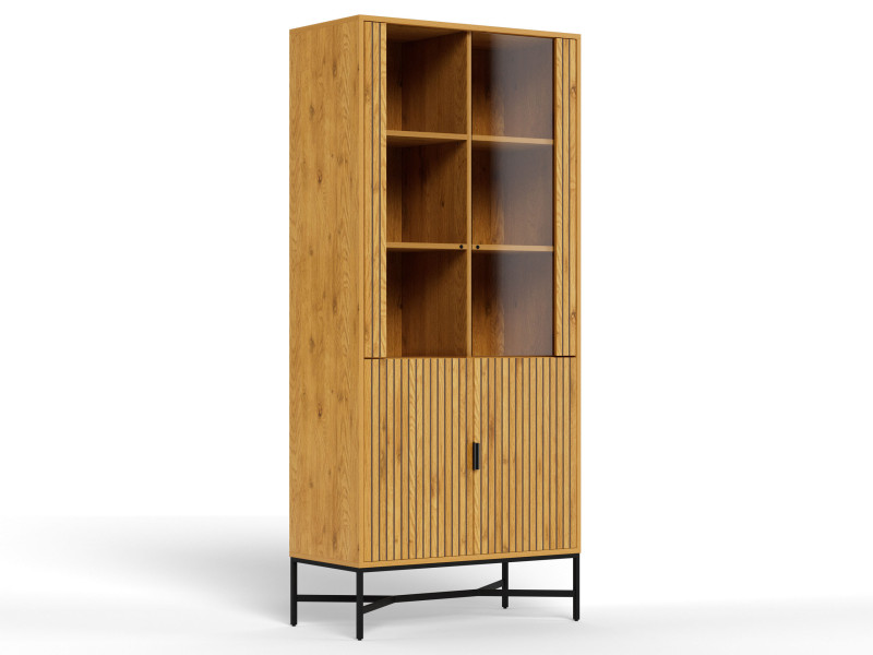 Witryna szklana Lamel loft Oak 180x80 cm z drzwiczkami 977036