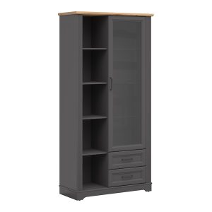 Witryna Tolmin 100 cm z drzwiami i 2 szufladami grafit/dąb artisan 730126 Witryna Tolmin 100 cm z drzwiami i 2 szufladami grafit/dąb artisan 730126