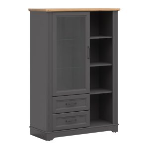 Witryna Tolmin 100 cm z drzwiami i 2 szufladami grafit/dąb artisan 730125 Witryna Tolmin 100 cm z drzwiami i 2 szufladami grafit/dąb artisan 730125