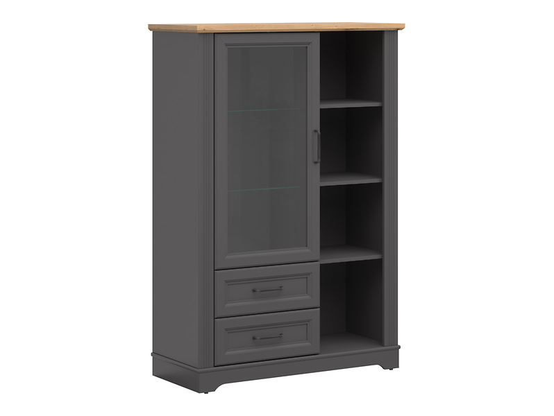 Witryna Tolmin 100 cm z drzwiami i 2 szufladami grafit/dąb artisan 730125