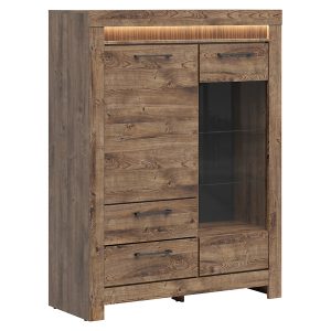 Witryna Torin 114 cm z 2 drzwiami i 2 szufladami dąb ribbeck brąz 42277 Witryna Torin 114 cm z 2 drzwiami i 2 szufladami dąb ribbeck brąz 42277