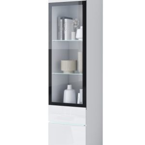 Witryna VEVE 02 z oświetleniem LED/biały/biały połysk 1051488 Witryna VEVE 02 z oświetleniem LED/biały/biały połysk 1051488