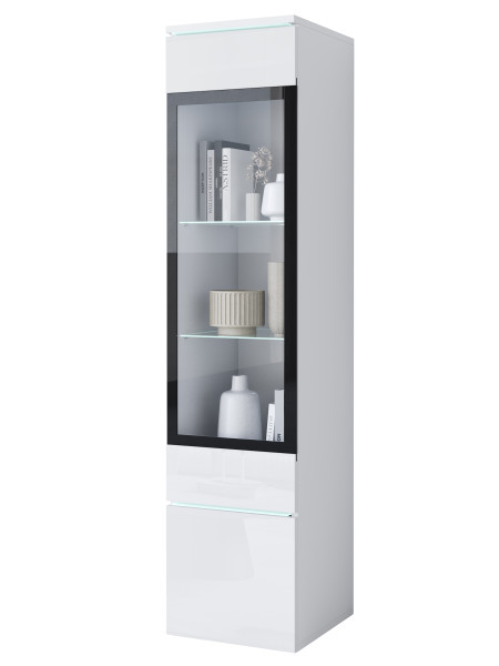 Witryna VEVE 02 z oświetleniem LED/biały/biały połysk 1051488