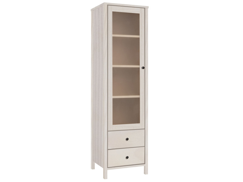Witryna wąska 52 cm drewniana z szufladami PRESTIGE L, kolor bielony 682086