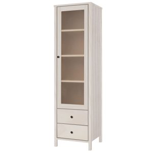 Witryna wąska 52 cm drewniana z szufladami PRESTIGE P, kolor bielony 682083 Witryna wąska 52 cm drewniana z szufladami PRESTIGE P, kolor bielony 682083