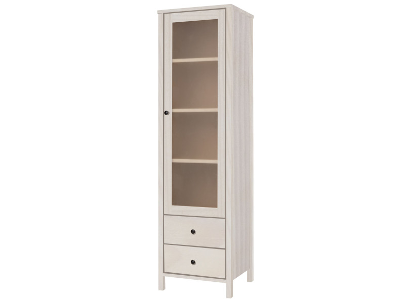 Witryna wąska 52 cm drewniana z szufladami PRESTIGE P, kolor bielony 682083