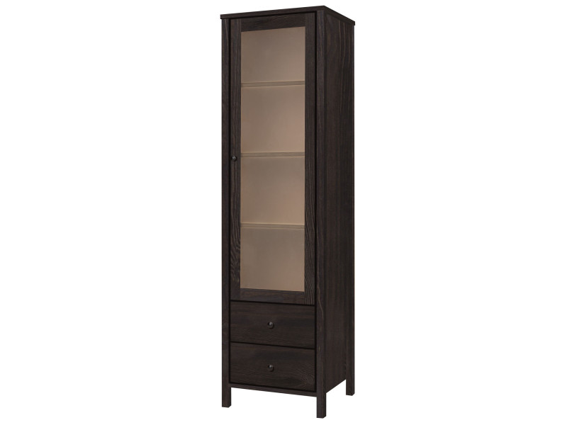Witryna wąska 52 cm drewniana z szufladami PRESTIGE P, kolor orzech 682080