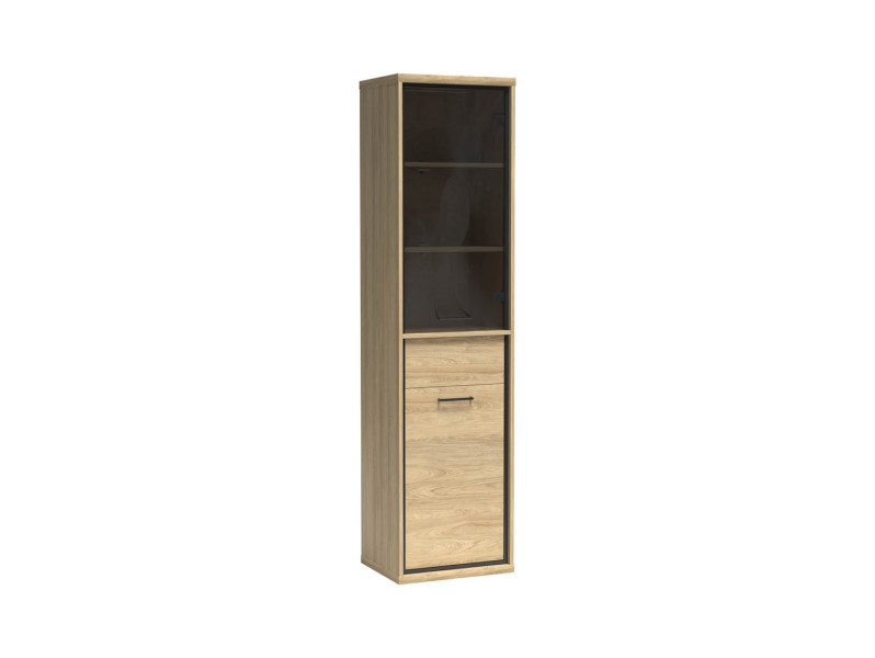 Witryna Wąska MILAN 49 cm Natural Hikora Gładki Front Szuflada Nowoczesna 136097