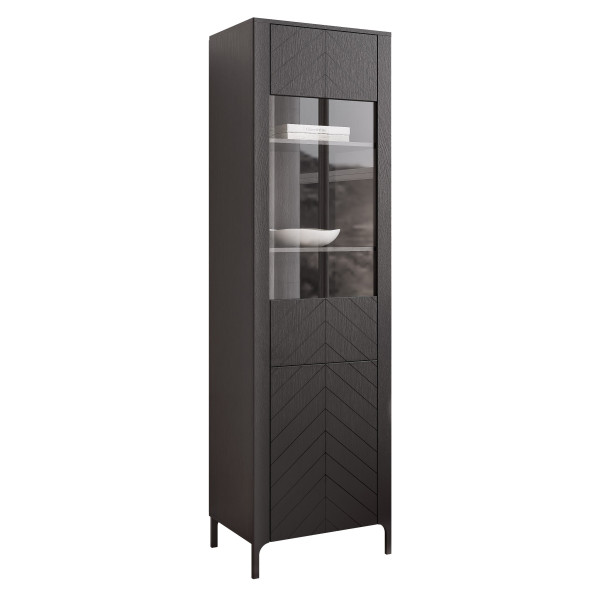 Witryna wąska wysoka LORIEN 60 cm czarna 710977