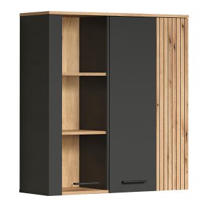Witryna wisząca Esteban 90 cm z 3 drzwiami grafit/dąb evok 260499 Witryna wisząca Esteban 90 cm z 3 drzwiami grafit/dąb evok 260499