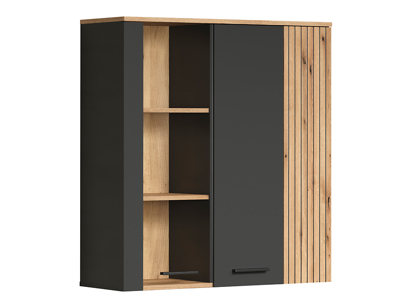 Witryna wisząca Esteban 90 cm z 3 drzwiami grafit/dąb evok 260499
