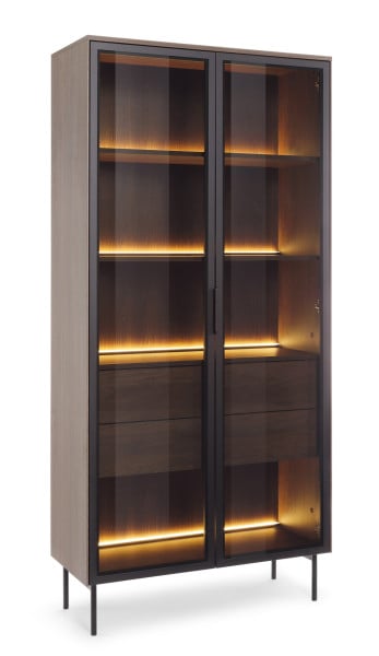 Witryna Wysoka 2D2S+LED LUMIN do salonu Dąb Dunin 797441