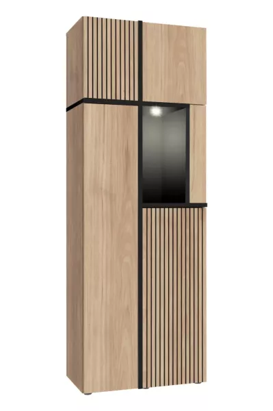 Witryna wysoka CROSS LED hickory jackson/czarna 412724