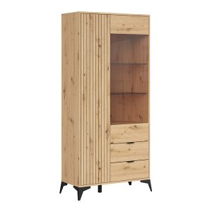 Witryna wysoka Lamea 90 cm z 2 drzwiami i 2 szufladami dąb artisan 209894 Witryna wysoka Lamea 90 cm z 2 drzwiami i 2 szufladami dąb artisan 209894