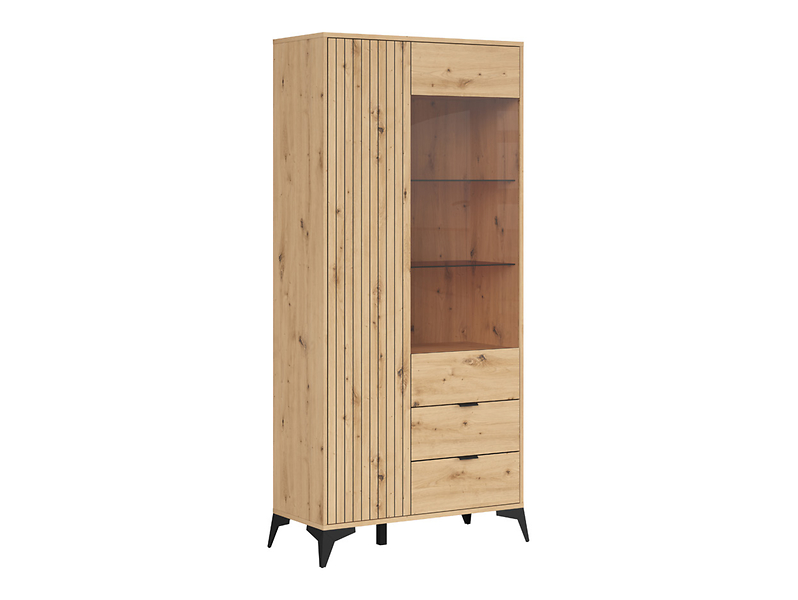 Witryna wysoka Lamea 90 cm z 2 drzwiami i 2 szufladami dąb artisan 209894