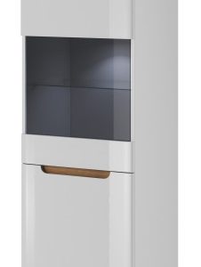 Witryna wysoka Nordan 53 – biały/dąb riviera + LED 319050
