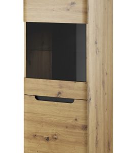 Witryna wysoka Nordan 53 – dąb artisan/czarny + LED 319052