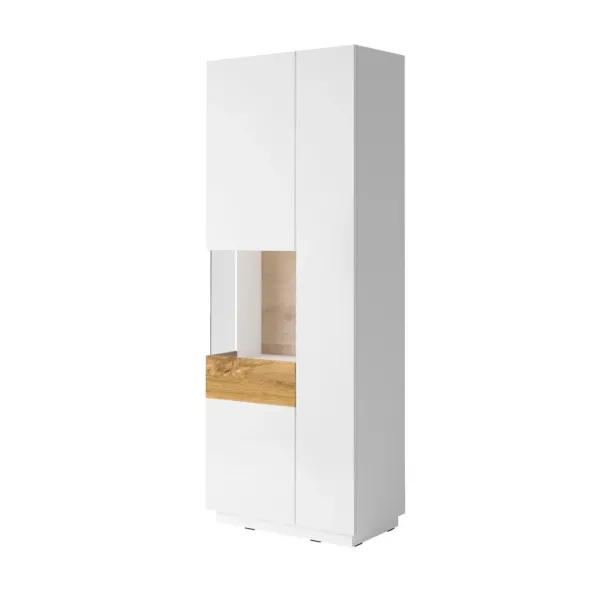 Witryna wysoka SILKE 2D 80cm biały połysk/dąb wotan lewa 638934