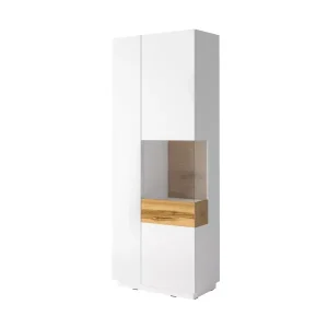 Witryna wysoka SILKE 2D 80cm biały połysk/dąb wotan prawa 638939