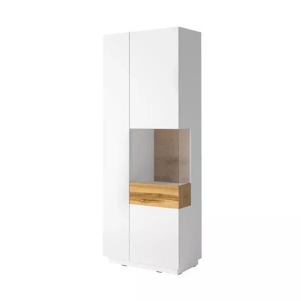 Witryna wysoka SILKE 2D 80cm biały połysk/dąb wotan prawa 638939