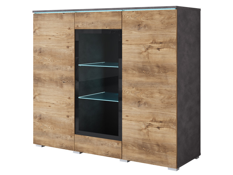 Witryna z przeszkleniem VEVE 120 cm , w kolorze matera/kasztan wrocławski 1038878