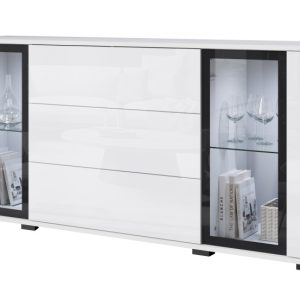 Witryna z szufladami FARO 150 cm biały/biały połysk 757250 Witryna z szufladami FARO 150 cm biały/biały połysk 757250