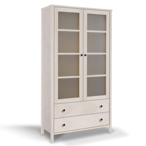 Witryna z szufladami Prestige drewniana, szkło mleczne, kolor bielony 669982 Witryna z szufladami Prestige drewniana, szkło mleczne, kolor bielony 669982