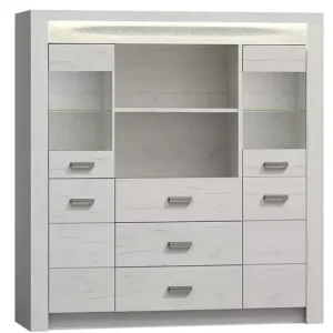 Witryna z szufladami w kolorze kraft biały – Elreon 648754