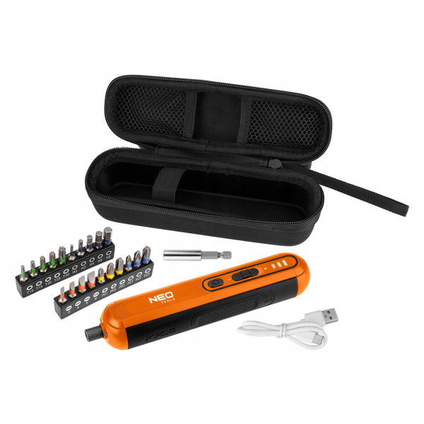 Wkrętak akumulatorowy śrubokręt 4V, USB-C, zestaw bitów NEO Tools 04-199 619634