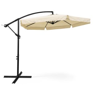 Wodoodporny parasol ogrodowy CYNIA beżowy 300x300x245 cm 301789 Wodoodporny parasol ogrodowy CYNIA beżowy 300x300x245 cm 301789