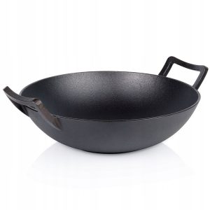 Wok żeliwny 36cm Vilde patelnia głęboka do smażenia duszenia dań 1070450 Wok żeliwny 36cm Vilde patelnia głęboka do smażenia duszenia dań 1070450