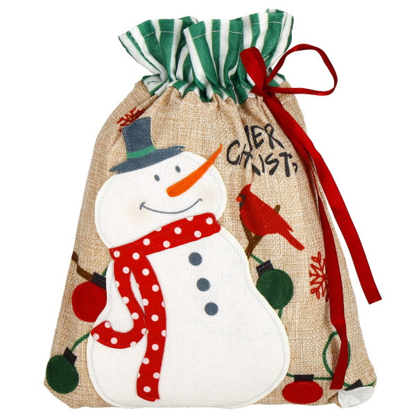 Worek na prezenty 28x21 cm pod choinkę torba bałwan 373301