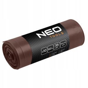 Worki na odpady śmieci 60L, brązowe mocne 35 mic, 10 szt. 378438 Worki na odpady śmieci 60L, brązowe mocne 35 mic, 10 szt. 378438