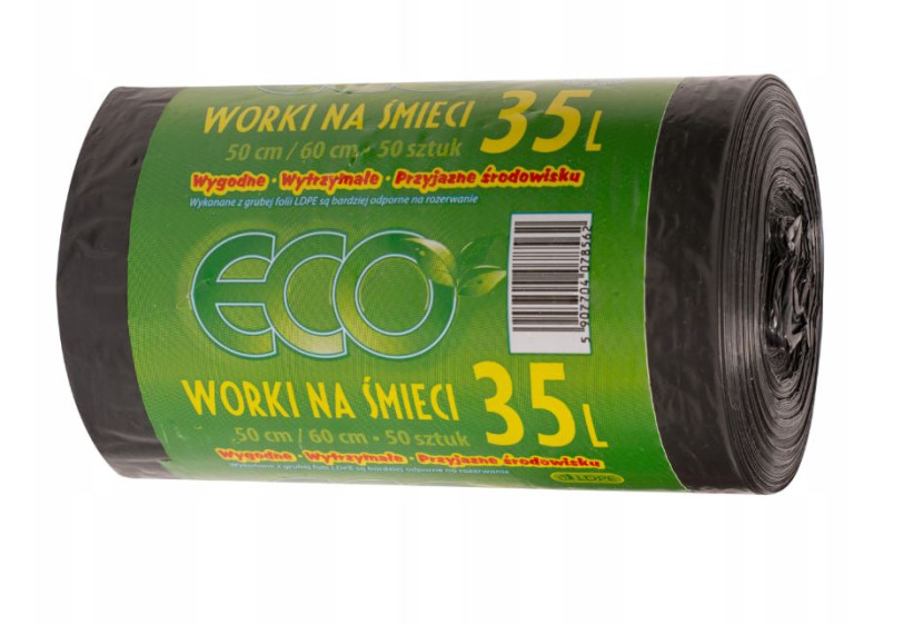 Worki na śmieci LDPE ECO czarne bardzo mocne 35 l - 50 szt. 1019833
